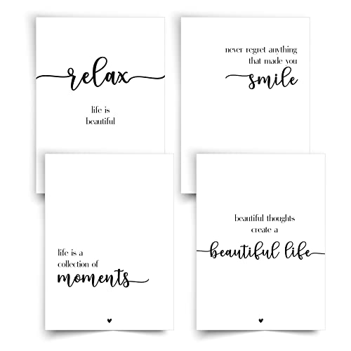 Donari® Juego de tarjetas postales en DIN A6 • Tarjetas postales con bonitas frases en elegante negro y blanco • Tarjetas de sabiduría (Beautiful)