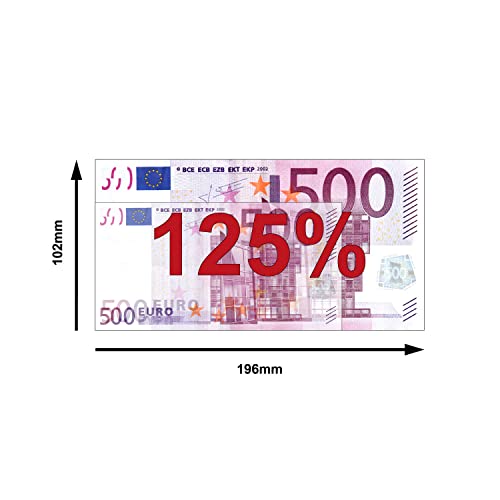 Scratch Cash 100 x € 500 Euro Dinero para Jugar (Tamaño 125% aumentado en comparación con los reales)