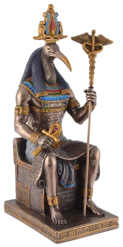 Dios egipcio de la sabiduría Thoth, piedra artificial, bronceado y coloreado a mano, by Veronese